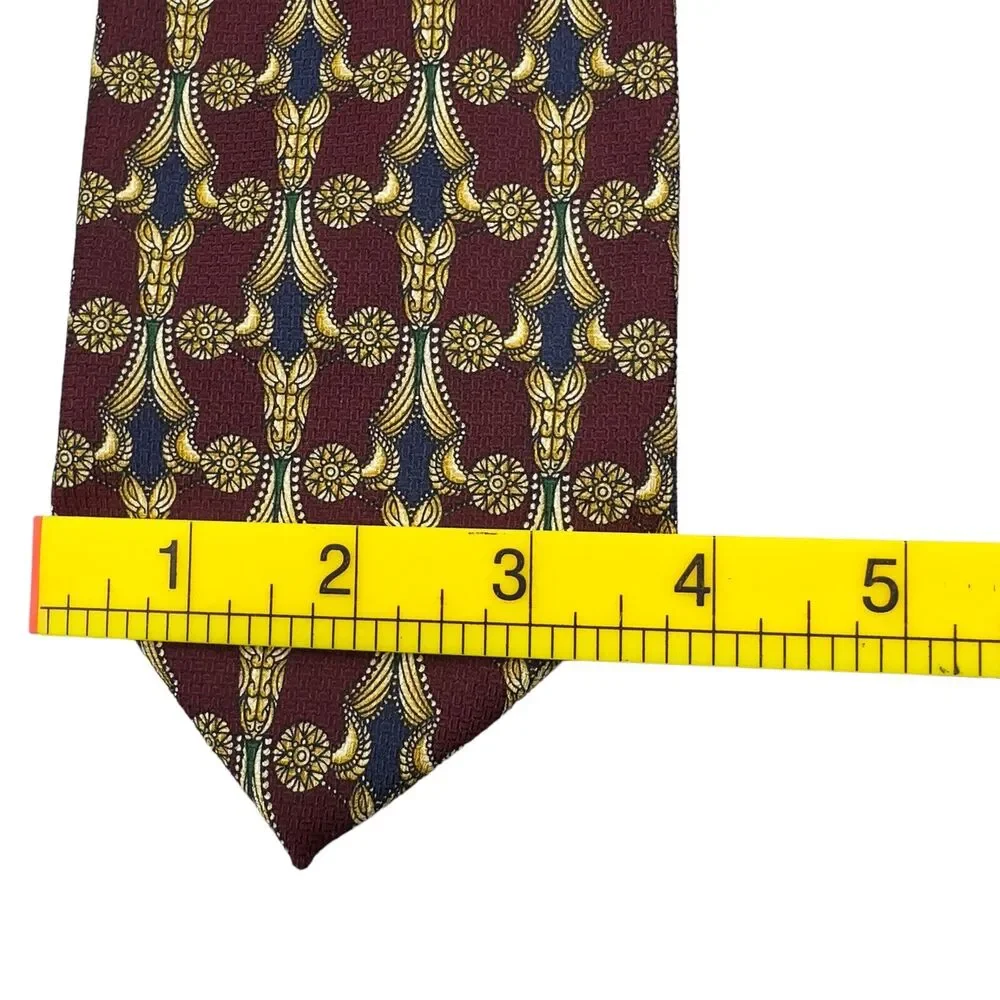 Tutto‎ Matto Mens Silk Dress Tie Made in Italy Geometric Gold Pattern 60 3.75